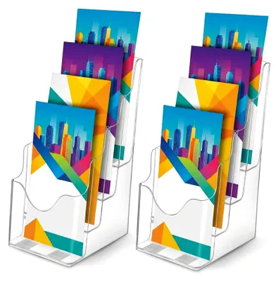 Produktbild von 2 Stück A6 Acryl Prospektständer, transparente Broschürenhalter für den Tisch