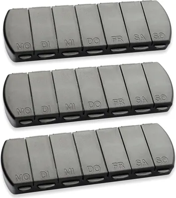 Produktbild von Schramm® 3 Stück Tablettenbox schwarz 11x4 x1,5cm Pillen Tabletten Box 7 Tage Schachtel Tablettendose 3er Pack Pillendose Pillenbox Tablettenboxen Pillendosen Pillen Dose