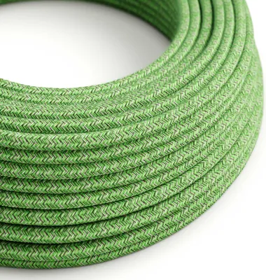Immagine prodotto di Creative-Cables Cavo elettrico rivestito in tessuto, Sezione 3x0,75 mm², 50 m, Verde Bronte, Rotondo, effetto seta