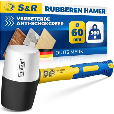 Produktbild von Gummihammer Schonhammer Fliesenhammer - 560 g - Naturkautschuk - Glasfasergriff - 60 mm
