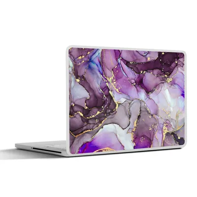 Produktbild von MuchoWow® Laptop Aufkleber Sticker Cover Marmor - Rosa - Lila - Gold 31x22.5 cm - Laptop-Deko