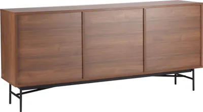 Image de Buffet 2 portes et 3 tiroirs en mélaminé et acier 160 cm marron - Oviala Gabin