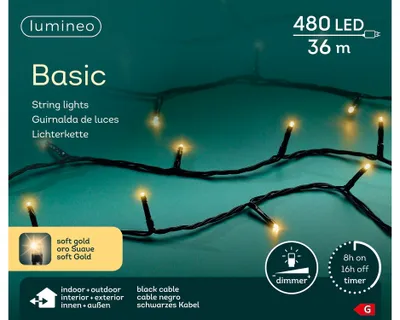 Productafbeelding van Led basic 36 meter 480 LED zwart/soft gold Lumineo