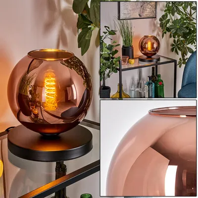 Produktbild von Carrone Tischlampe aus Metall/Glas in Schwarz/Kupferfarben