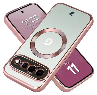 Produktbild von Handyhülle mit Magnetring für Google Pixel 11, Bizon Case EduardO, Transparent-Rosa