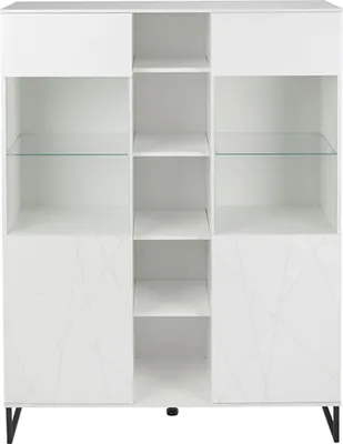 Produktbild von Akai Vitrinenschrank 2 Türen weiß Hochglanz.