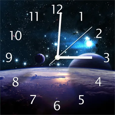 Produktbild von Wallario Design Wanduhr Planeten im Weltall aus Echtglas, Größe 30 x 30 cm
