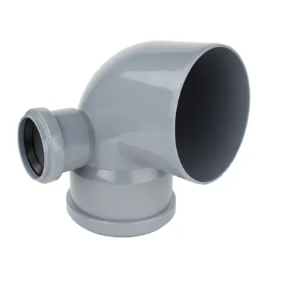 Produktbild von HT 90° Bogen DN 110 Einfach Doppel Abzweig DN 50 Abflussrohr Kanalrohr grau links