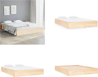 Image de vidaXL Lit en bois massif 135x190 cm - Cadre de lit - Cadre de lit - Lit en bois