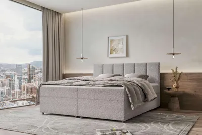 Produktbild von 99rooms Bergamo Boxspringbett Webstoff MALMO_NEW Hellgrau 160x200 cm ohne Topper