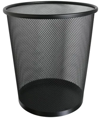Obrázek produktu pro Kulatý odpadkový koš s kovovou síťovinou, objem 20 litrů, černý, určený do koupelny