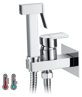 Obrázek produktu pro Ibergrif M22019, sprcha pro toaletu a bidet, montáž do zdi, teplá/studená voda, chrom, hadice 1,5 m