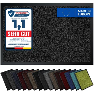 Produktbild von Gentle North Hochwertige Fußmatte anthrazit 90x150 groß für Innen & Außen - Schmutzfangmatte rutschfest, waschbar & wetterfest