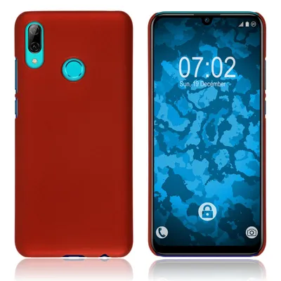 Produktbild von PhoneNatic Case kompatibel mit Huawei P Smart 2019 - Hülle rot gummiert Hard-case + 2 Schutzfolien