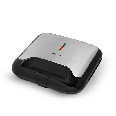 Obrázek produktu pro Huslog sendvičovač, stříbrný, 750 W, na 2 sendviče, s nepřilnavým povrchem, funkcí Cool Touch, kompaktní