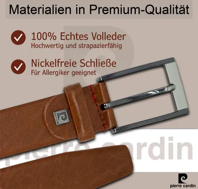 Pierre Cardin Herren-Leder-Gürtel cognac