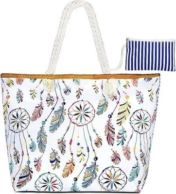 Produktbild von Famanu Strandtasche mit Reißverschluss - Große Einkaufstasche für Damen