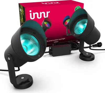 Produktbild von Innr Gartenstrahler XL, funktioniert mit Philips Hue*, Zigbee Smart Outdoor Spot White & Color, komplettes Set mit 2 Außenleuchten