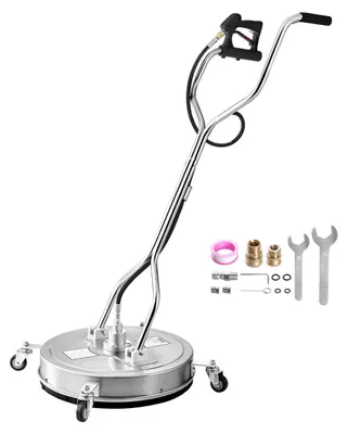 Produktbild von VEVOR 15" Hochdruckreiniger Flächenreiniger, Edelstahl Hochdruckreiniger Aufsätze mit 4 Rädern, 4000 Max PSI, 1/4 Schnellanschluss, 2 Sprühdüsen, 2 Verlängerungsrohre für Beton, Terrasse, Deck, Edelstahl-h, 55.9 cm