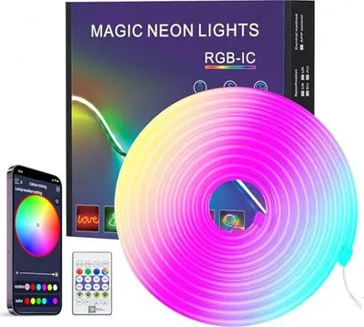 Produktbild von RGB -Neon -LED -Streifen 4 m, IP67 wasserdichtes Silikon Flexible Fernbedienung, App 5 V Seillampe, anwendbares Schlafzimmer, Zimmer im Freien Dekorat
