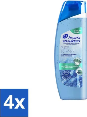 Productafbeelding van Head & Shoulders Anti-roos Shampoo – Pure Intense – Extra verkoelend – 250 ml - Voordeelverpakking - 4 stuks