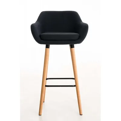 Produktbild von CLP 2er Set Barhocker Grant Stoffbezug Gestell aus Buchenholz bis 150 kg schwarz
