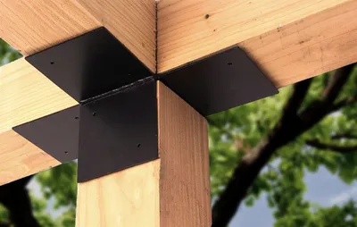 Obrázok produktu pre Pergolový štvorcestný konektor čierny pre otvorený model s trámami 20 x 20 cm - za kus