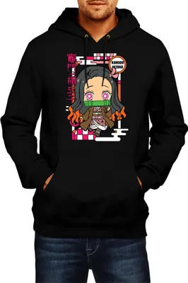 Immagine prodotto di Felpa con cappuccio da uomo Demon Anime Slayer Kimetsu No Yaiba Chibi Nezuko Kamado, Man M , Noir