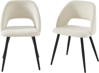 Imagen del producto de Conjunto BAÏTA: 2 sillas vintage, tapizadas en pana beige, con patas de metal