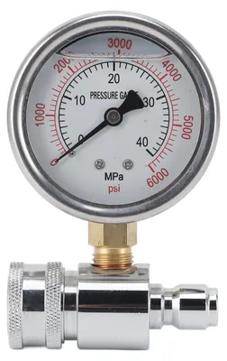 Zdjęcie produktu dla Miernik do myjek wysokociśnieniowych, 6000 psi, wysoki, 3/8 cala, szybkozłącza, akcesoria