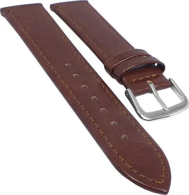 Produktbild von Eichmüller | Uhrenarmband Leder glatt sehr flach braun Dornschließe, Stegbreite:18mm, Schließe:Silbern