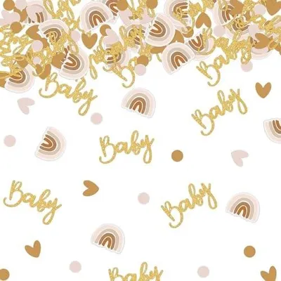 Zdjęcie produktu dla Konfetti baby shower złote tęczowe dekoracja stół urodziny 100 szt