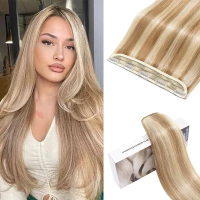 Obrázok produktu pre Clip-in predlžovanie vlasov, prírodné vlasy, svetlohnedá/bledoblá, 20 cm, 40 g, 5 klipov