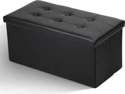 Produktbild von Hengda Sitzhocker sitzbank faltbar mit Stauraum, Aufbewahrungsbox, Deckel abnehmbar 76x38x38cm Schwarz