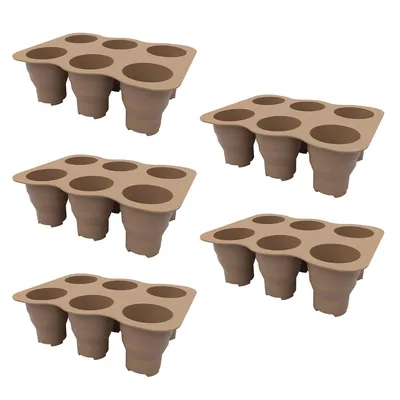 Produktbild von 5 Silikon Anzuchtschalen – Wiederverwendbare Anzuchttöpfe mit 24 Pflanzlöchern und Abflussloch, Ideal für Zimmergewächshäuser und kleine Pflanzen
