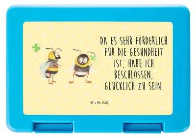 Produktbild von Mr. & Mrs. Panda Bentobox Hummeln Kleeblatt - Gelb Pastell - Geschenk, glücklich Werden, Spruch Positiv, Lunchbox, Biene, Hummel, Vesperbox, sein, Brotbehälter, Fröhlich