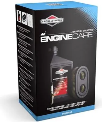 Produktbild von Pflegekit für Rasenmäher mit Briggs & Stratton Motoren Serie 550e, 550ex, 575ex, Eco-plus. Bestehend aus einem Ölkanister