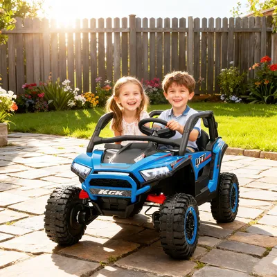 Produktbild von Kinder Elektro-UTV 2-Sitzer, elektrisches Kinderauto mit Fernbedienung, 5-7 km/h, Licht & Musik, Blau