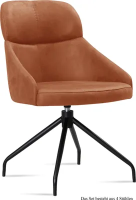 Produktbild von Esszimmerstuhl drehbar (4er-Set) Dorian 52x82x63 Schwarz/Cognac