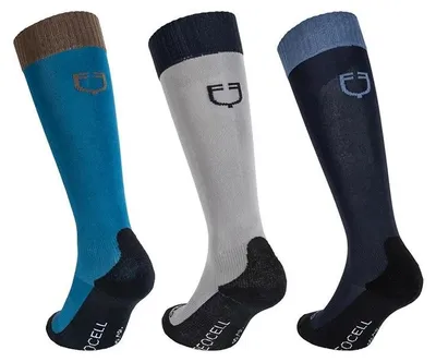 Produktbild von Equestro Basic Lange Damensocken 3 Paare Blau,Grau EU 32-34 Frau Blau,Grau EU 32-34