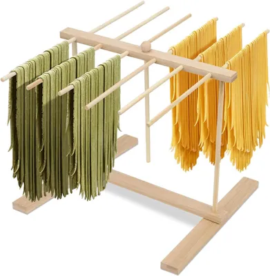 Imagen del producto de Soporte para fideos con 12 barras, que ahorra espacio, ideal para pasta fresca y para secarla en la cocina