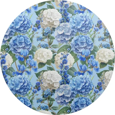 Produktbild von Blumenhortensienmuster – Bodenschutzmatte – Stuhlunterlage – Bürostuhlmatte – Rutschfeste Bodenmatte – Schutzmatte für Hartboden – fi 100 cm