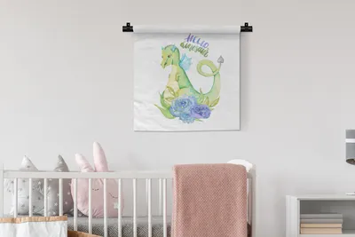 Produktbild von MuchoWow® Wandteppich Wandbehang Dinosaurier - Kinderzimmer - Flügel - Jungen - Mädchen - Kinder 60x60 cm Tapisserie Dekoration Wandtuch - Dekorationen - Wand Decke