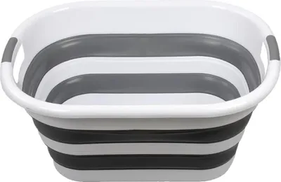 Image de Panier à linge et panier de rangement - Panier pliable pop-up - Avec poignée - Plastique PP - 61 × 46 cm - Réutilisable - Blanc