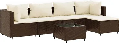 Produktbild von vidaXL 6-tlg. Garten-Lounge-Set mit Kissen Braun Poly Rattan