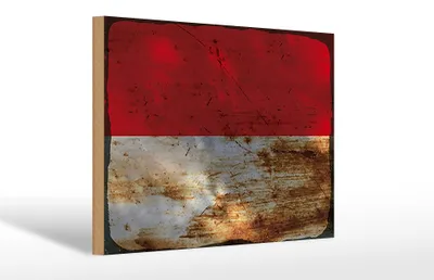 Produktbild von Holzschild Flagge Monaco 30x20cm Flag of Monaco Rost