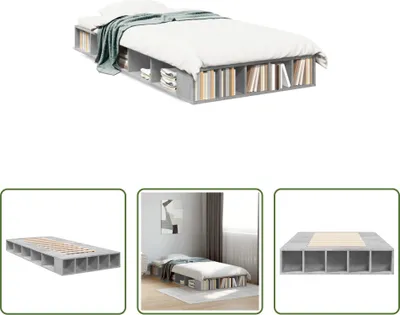 Produktbild von The Living Store Bettgestell Betongrau 90x200 cm Holzwerkstoff