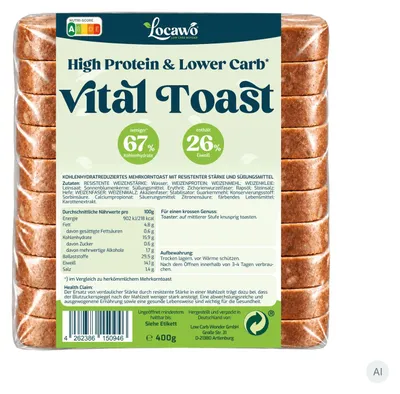 Produktbild von Locawo High Protein Low Carb Vital Toast | Vital Sandwich | Toastbrot 400g