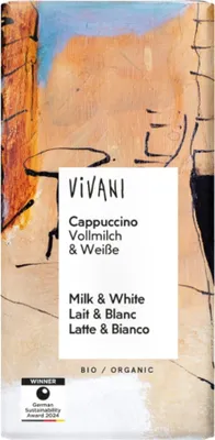 Immagine prodotto di Tavoletta di cioccolato - Cappuccino al latte e bianco 100g