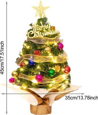 Mini-Weihnachtsbaum mit LED-Lichtern, künstlicher Weihnachtsbaumschmuck, Weihnachtstischdekoration für Zuhause, Party, Urlaubsdekoration